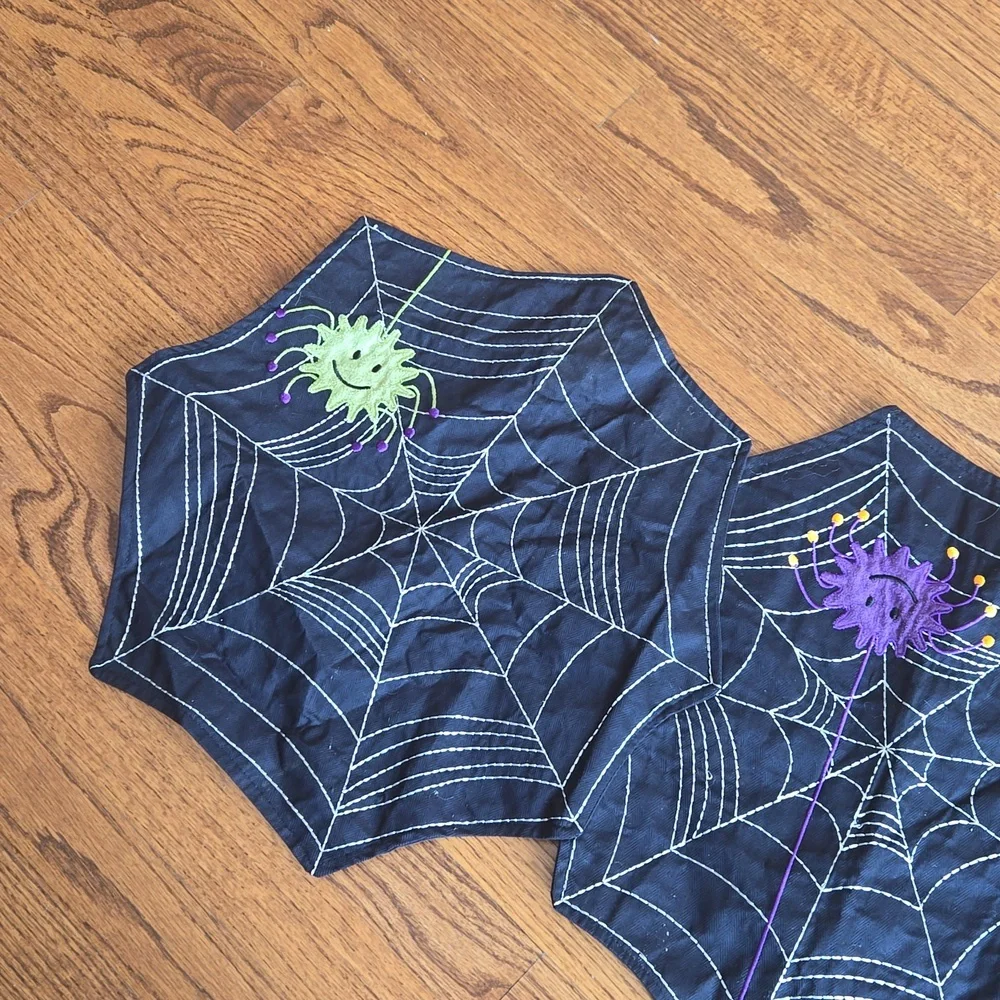 Halloween Themed Black Spider Web Table Runner